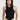 Sleek Tank Top black in model front view - JUV